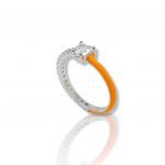 Ασημένιο δαχτυλίδι απο επιπλατινωμένο ασήμι 925°και πορτοκαλί σμάλτο  (code FC002638)